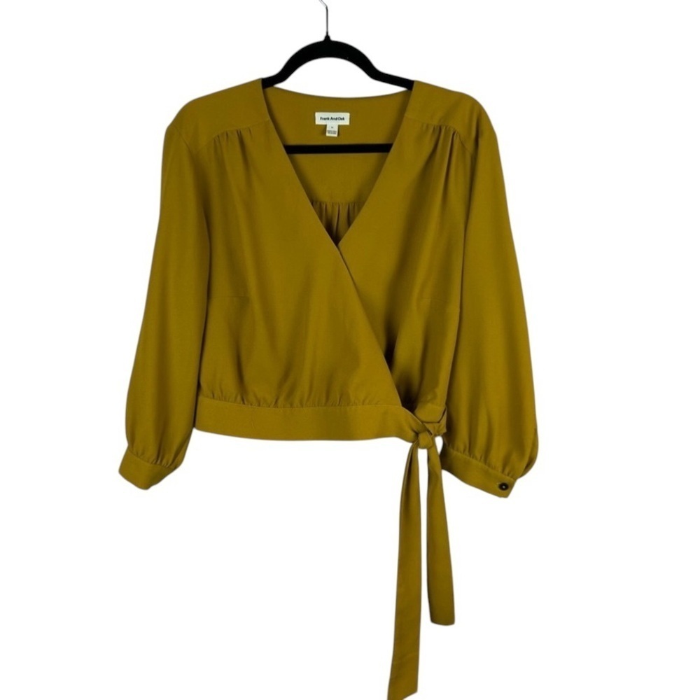 Frank and Oak Chic Yellow Wrap Blouse with Tie Size Medium
